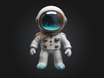 White Astronaut Doll In Spacesuit With Starry Helmet Buttons On Chest And Blue Feet 3d model