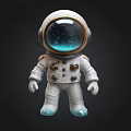 White Astronaut Doll In Spacesuit With Starry Helmet Buttons On Chest And Blue Feet 3d model