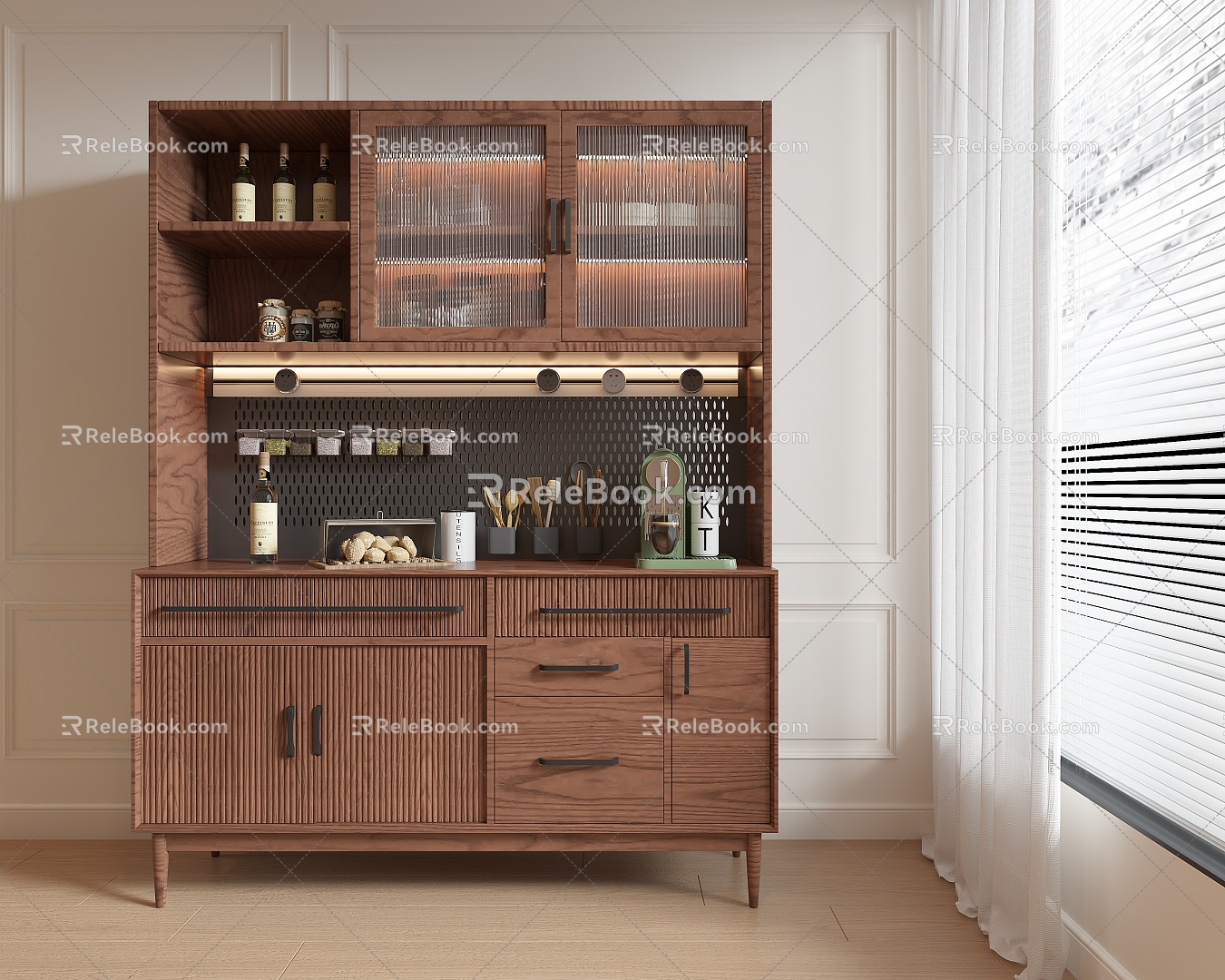 Middle Ancient Style Sideboard Side Cabinet Food Storage Cabinet Restaurant Cabinet Wine Cabinet model