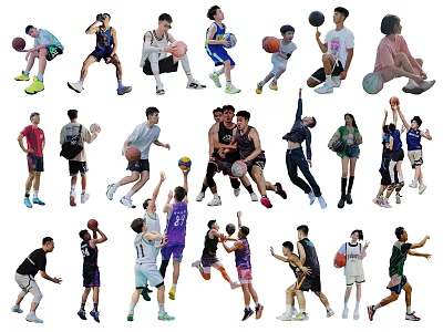 2D Basketball Figures Sports Figures 3d model