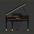 Elegant Black Grand Piano with Open Lid Red Interior and Gold Legs for Daily Life