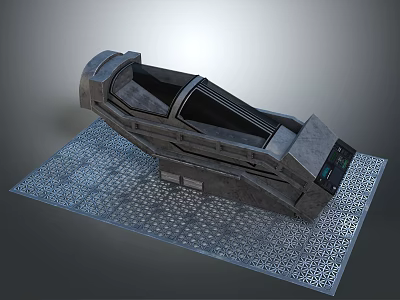 Futuristic Sci Fi Device With Metallic Structure Control Panel And Grid Mat Surface 3d model