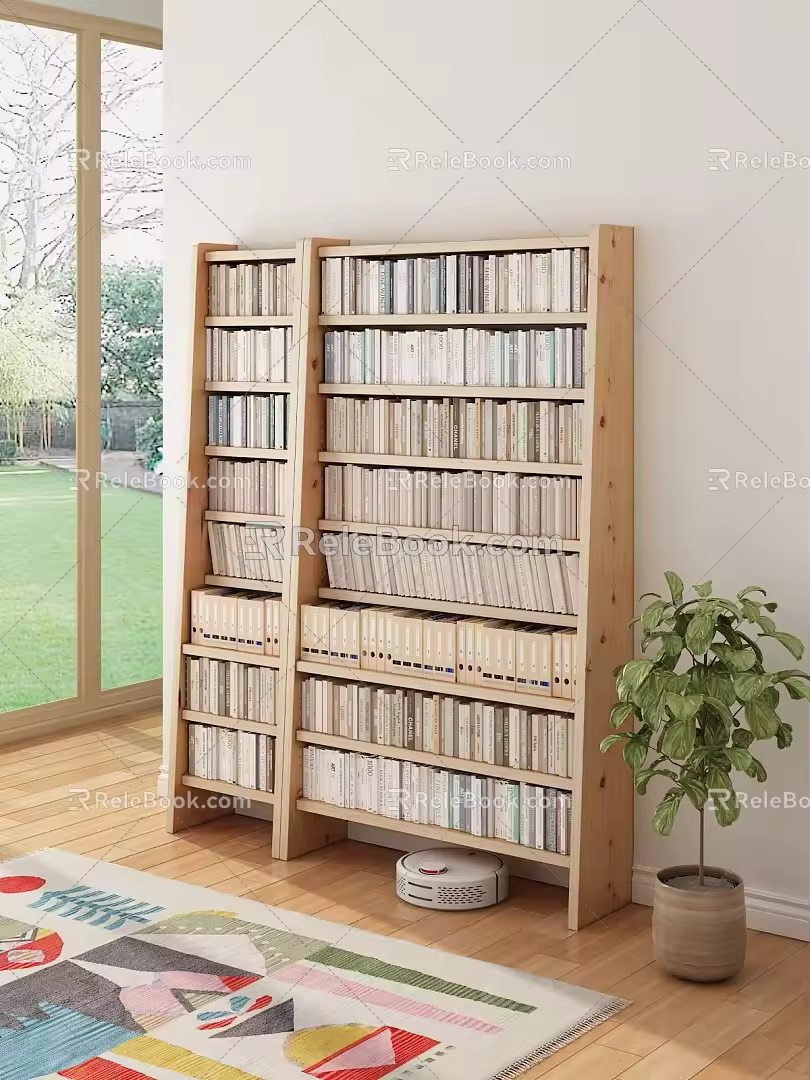 Nordic Bookshelf Storage Rack 3d model