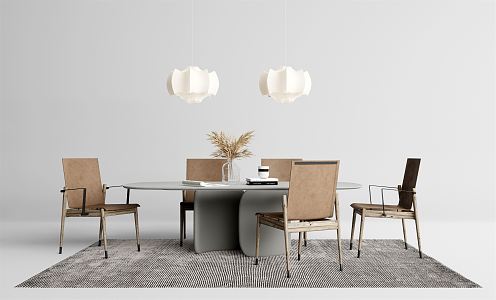 Modern Dining Table and Chair Combination 3d model