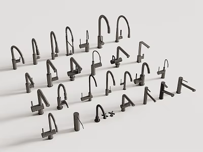 Various Modern Kitchen And Bathroom Faucets Collection In Different Styles 3d model