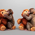 Adorable Playful Monkey Decorative Ornament Set with Two Interacting Figurine Pairs