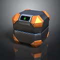 Cube shaped Black and Orange Lockable Storage Box with Digital Screen for Household Use