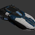 Futuristic Sci-Fi Spaceship 3D Model With Black Silver Exterior And Blue Orange Accents