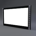 Computer Projection Screen With Black Frame Metal Support And White Display Surface 3d model