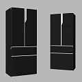 Modern Black Gray Refrigerators With Double Door Drawer Design And Sleek Surface