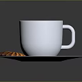 Hot Beverage Served in White Ceramic Mug with Crispy Cookie on Saucer 3d model