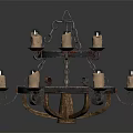 Vintage Metal Chandelier With Multi Tier Design And Candle Shaped Lights