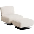 Modern Single Sofa Set With Light Gray Fabric Brown Leather Ottoman And Black Base