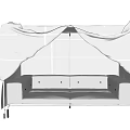 Modern Two Seater Sofa With White Fabric Cover And Metal Legs