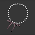 Stylish White Pearl Necklace With Pink Bow For Elegant Fashion Look
