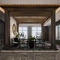 New Chinese Style Reception Hall Lobby Styling Pillars 3d model