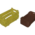 Agricultural Equipment Yellow Wooden And Brown Plastic Crates For Produce Storage And Transport