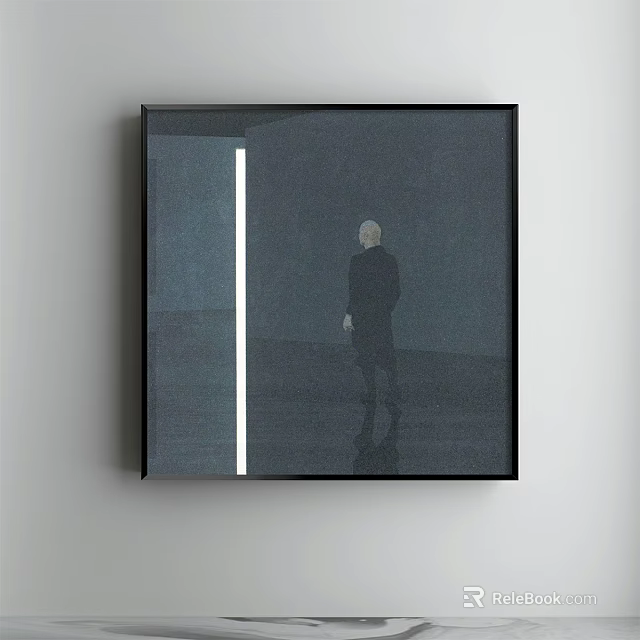 Dark Toned White Haired Figure Portrait With Light Shadow Effect And Floor Reflection 3d model