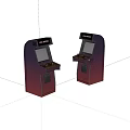 Two Retro Space Themed Arcade Machines With Purple Black Design