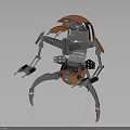 Futuristic Robotic Character And Mechanical Creature With Metal Legs And Copper Accents