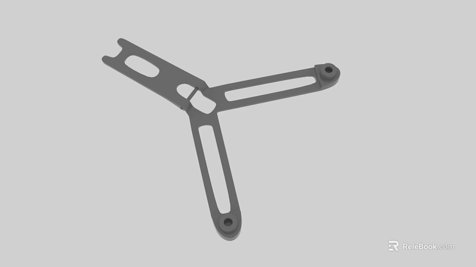 Industrial Metal Three Arm Bracket With Hollow Structure And Mounting Holes 3d model 