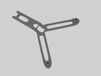 Industrial Metal Three Arm Bracket With Hollow Structure And Mounting Holes 3d model