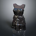 Shiny Black Sleeveless Dress With Layered Ruffled Skirt And Elegant Design