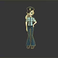 Woman Police Officer In Blue Uniform Standing With Hands On Hips