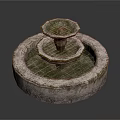Rustic Outdoor Stone Garden Fountain With Multi tiered Design And Textured Circular Basin