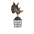Unique Decorative Rhinoceros Head Wall Lamp With Vintage Lantern Style Shade