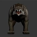 Wolf With Open Mouth Showing Sharp Teeth And Spiky Fur In Aggressive Posture 3d model