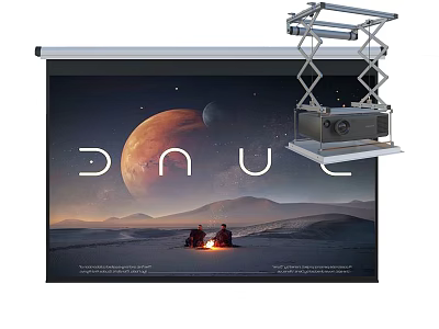 High Definition Projection Monitoring System With Projector Foldable Bracket And Wall Screen 3d model