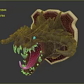 Game Movie Character Purple Dragon Head Featuring Blue Eyes Open Mouth And Sharp Fangs