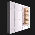 White Integrated Shoe Cabinet With Interior Shelves Decorative Plant And Seating Bench