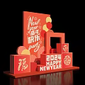 Red New Year Decorations With 2024 Happy New Year Sign And Fortune Characters
