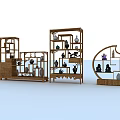 Traditional Chinese Wooden Bogu Shelves With Multi Layer Design And Decorative Antiques