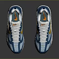 Nike Casual Modern Sneakers With Blue White Yellow Design And White Laces Black Sole