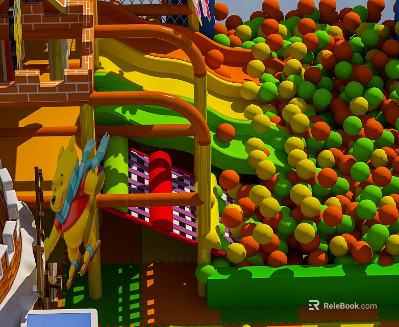Commercial Children's Play Equipment with Colorful Ball Pit Slide and Safe Kids Entertainment Features 3d model 
