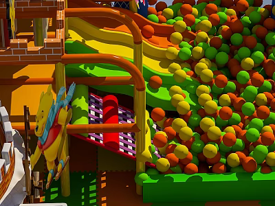 Commercial Children's Play Equipment with Colorful Ball Pit Slide and Safe Kids Entertainment Features 3d model