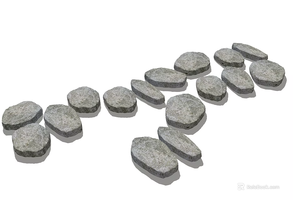 Natural Stone Stepping Stones Path With Irregular Shapes For Garden Design 3d model 