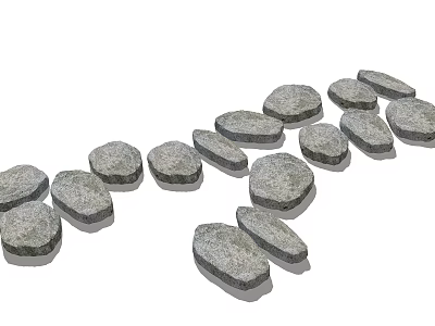 Natural Stone Stepping Stones Path With Irregular Shapes For Garden Design 3d model