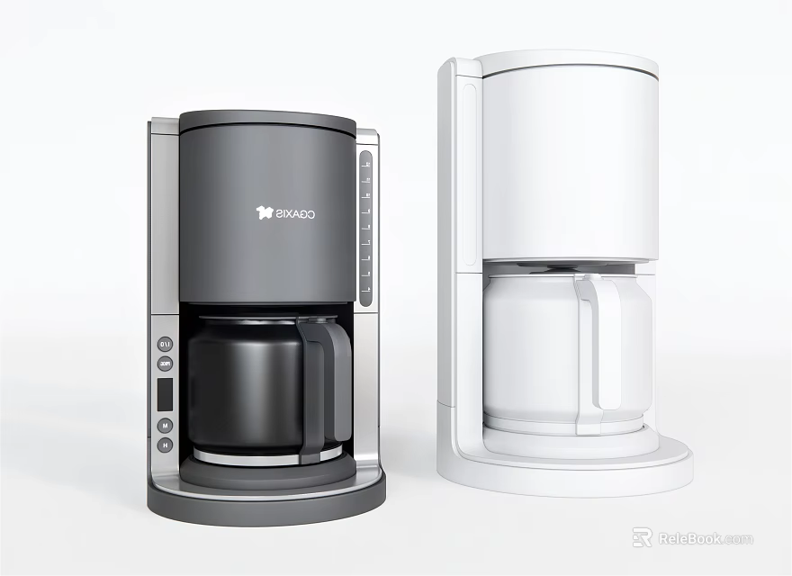 Modern Kitchen Appliances Featuring Black And White Coffee Makers With Stylish Design 3d model
