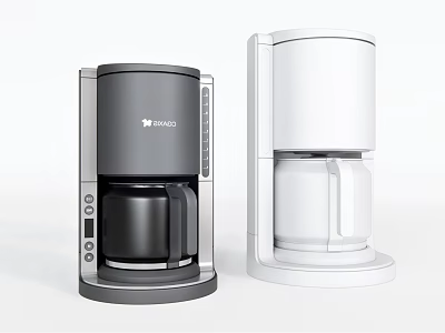 Modern Kitchen Appliances Featuring Black And White Coffee Makers With Stylish Design 3d model