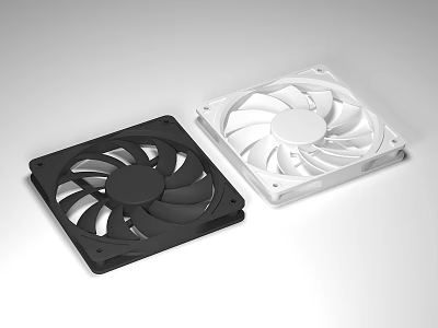 Two Black And White Computer Cooling Fans With Modern Design For Efficient PC Systems 3d model