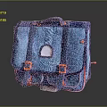 Blue Canvas Bag With Orange Buckles Transparent Window And Multiple Pockets 3d model