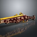 Ornate Vintage Pistol With Gold And Brown Engraved Patterns And Intricate Design Details