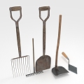 Farm tools tools shovel rake hoe 3d model