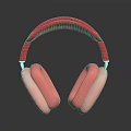 Modern Over Ear Headphones With Red Headband And Soft Pink Ear Cushions Design