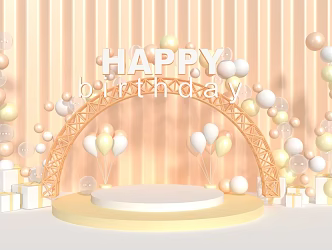 Birthday Party Stage Design Scene 3d model