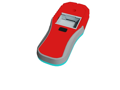 Red Handheld Device With Gray Blue Accents And Slot For Digital Use 3d model